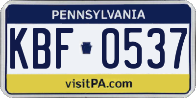 PA license plate KBF0537
