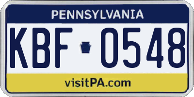 PA license plate KBF0548