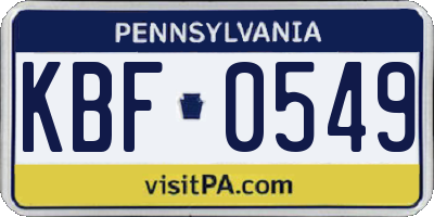 PA license plate KBF0549