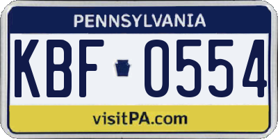 PA license plate KBF0554