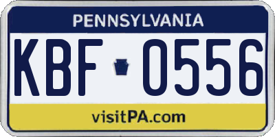 PA license plate KBF0556