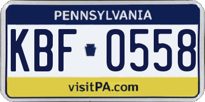PA license plate KBF0558