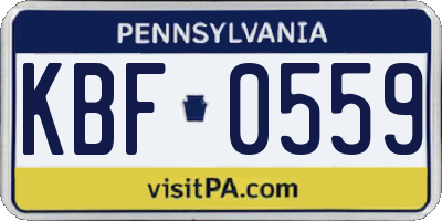 PA license plate KBF0559