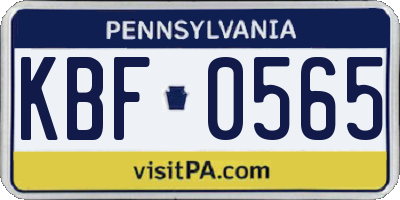 PA license plate KBF0565