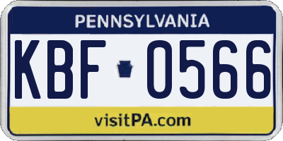 PA license plate KBF0566