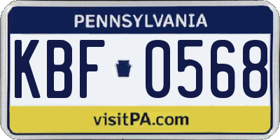 PA license plate KBF0568