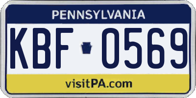 PA license plate KBF0569
