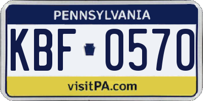 PA license plate KBF0570