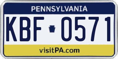 PA license plate KBF0571