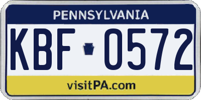 PA license plate KBF0572