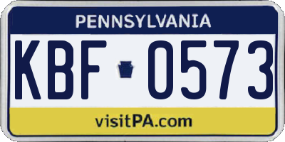 PA license plate KBF0573
