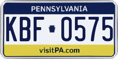 PA license plate KBF0575