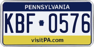 PA license plate KBF0576