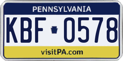 PA license plate KBF0578