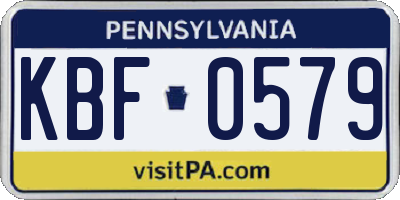 PA license plate KBF0579