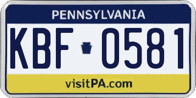 PA license plate KBF0581