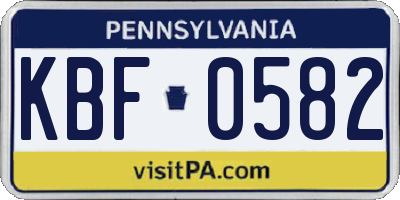 PA license plate KBF0582