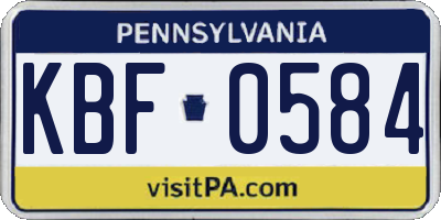 PA license plate KBF0584