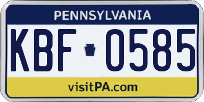 PA license plate KBF0585