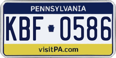 PA license plate KBF0586