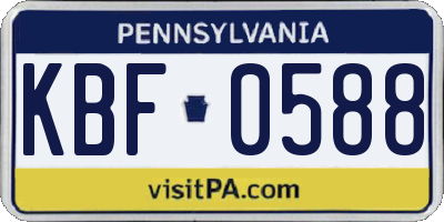 PA license plate KBF0588