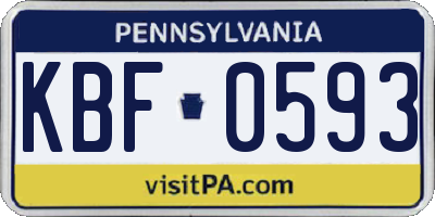 PA license plate KBF0593