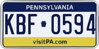PA license plate KBF0594