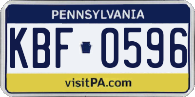PA license plate KBF0596