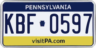 PA license plate KBF0597