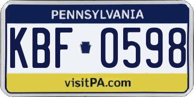 PA license plate KBF0598