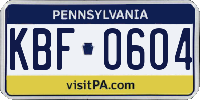 PA license plate KBF0604