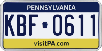 PA license plate KBF0611