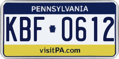 PA license plate KBF0612