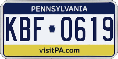 PA license plate KBF0619