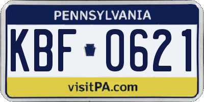 PA license plate KBF0621