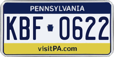 PA license plate KBF0622