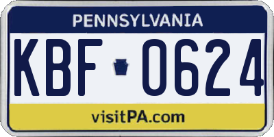 PA license plate KBF0624