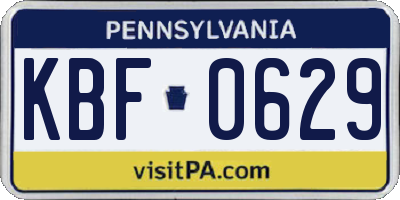 PA license plate KBF0629