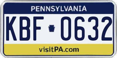 PA license plate KBF0632