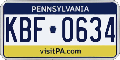 PA license plate KBF0634