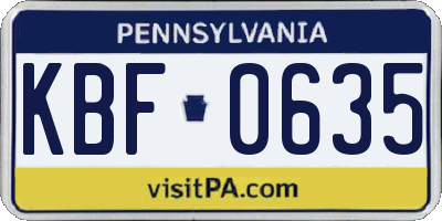 PA license plate KBF0635