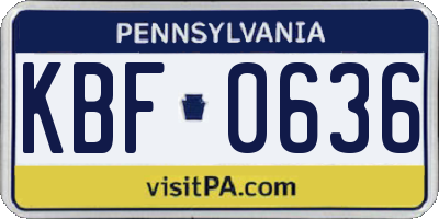 PA license plate KBF0636