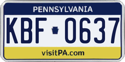 PA license plate KBF0637