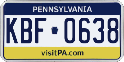 PA license plate KBF0638