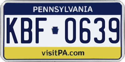 PA license plate KBF0639
