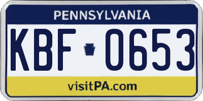 PA license plate KBF0653