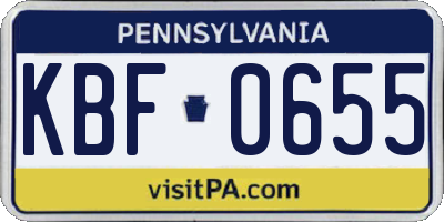 PA license plate KBF0655