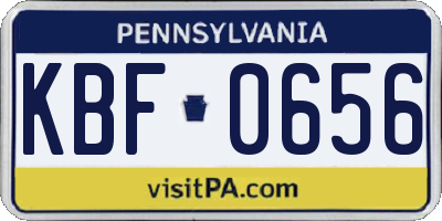 PA license plate KBF0656