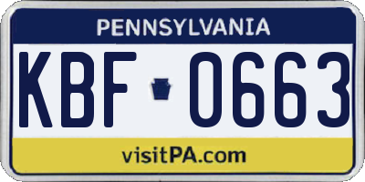 PA license plate KBF0663