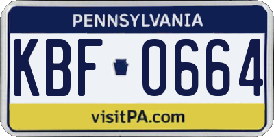 PA license plate KBF0664